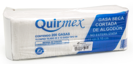 GASA SECA ALGODON 10x10CM(QUIMEX)200 PZS