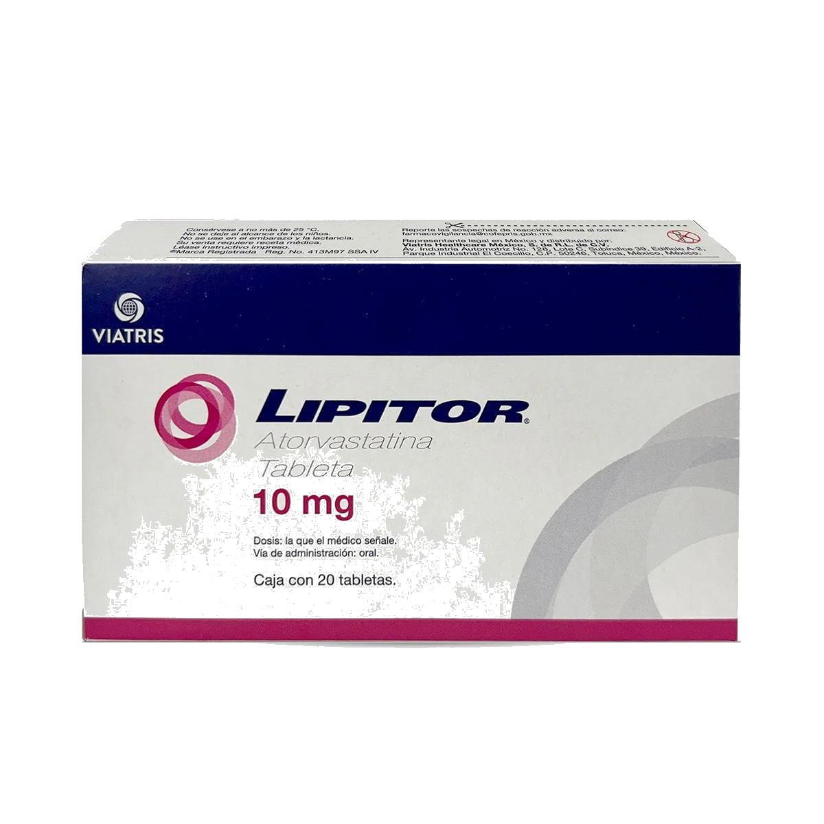 Lipitor Viatris Atorvastatina 10 mg Caja Con 20 Tabletas