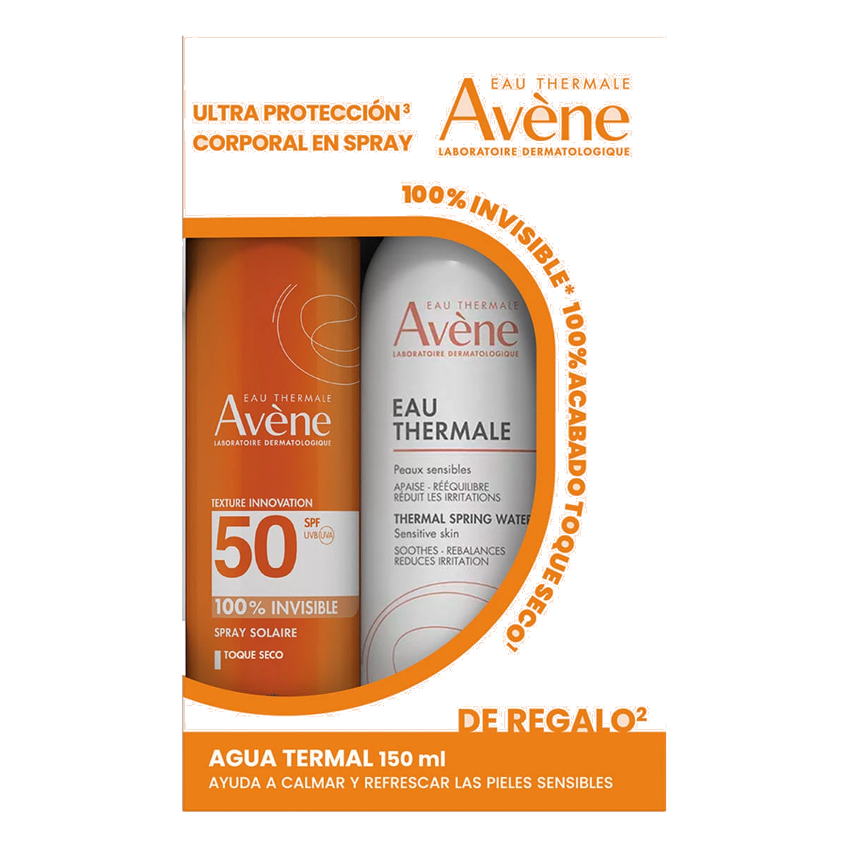 Avène KIT Protector Solar Corporal en Spray FPS 50, 200ml + Agua Termal 150ml de regalo