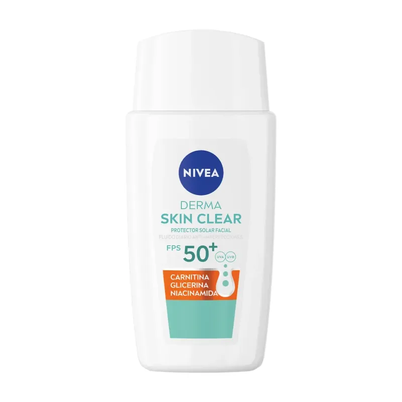 Nivea Derma Skin Clear Protector Solar Facial Fluido Diario Antiimperfecciones Fps 50+