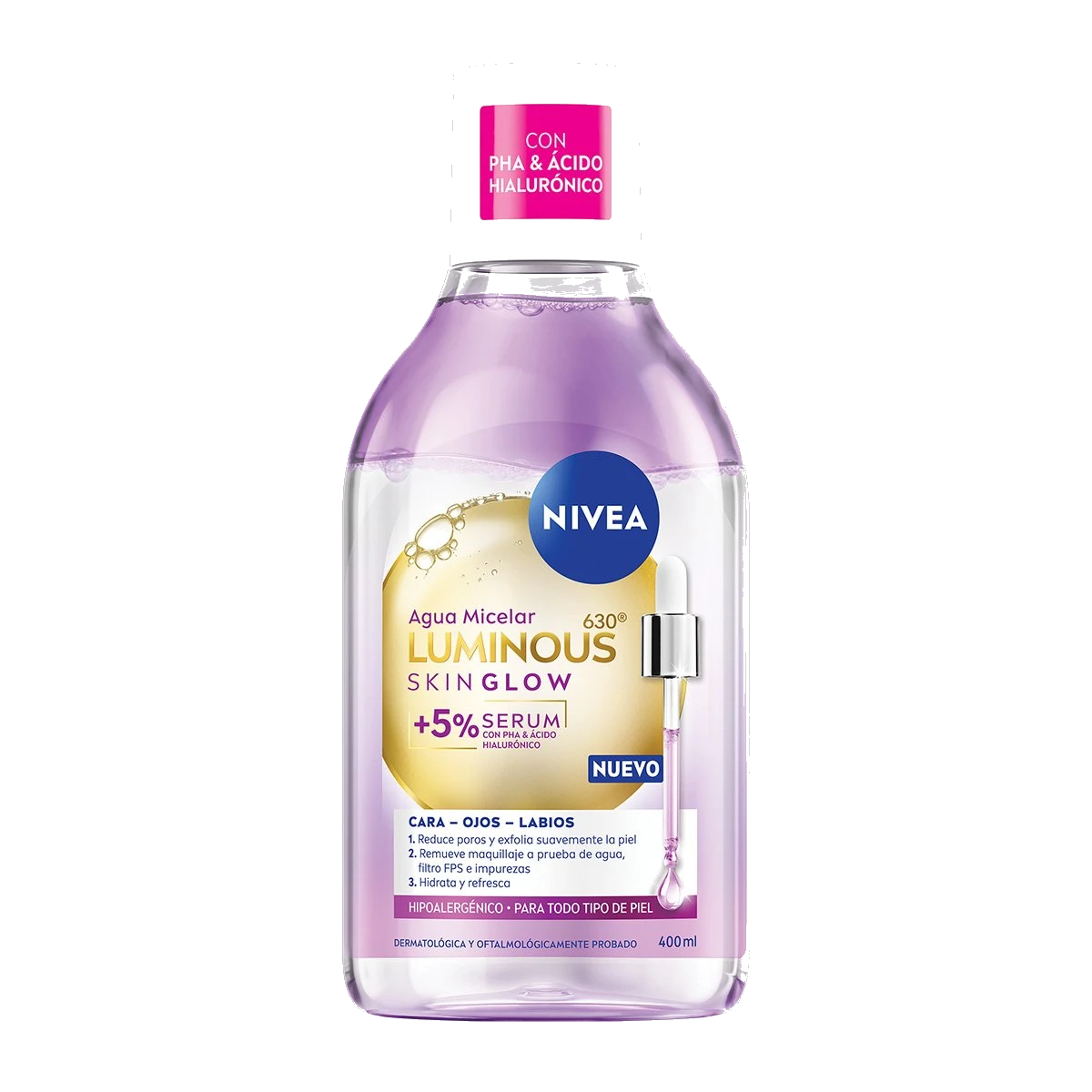 Nivea Luminous 630 Skin Glow Agua Micelar Desmaquillante De 400 ml