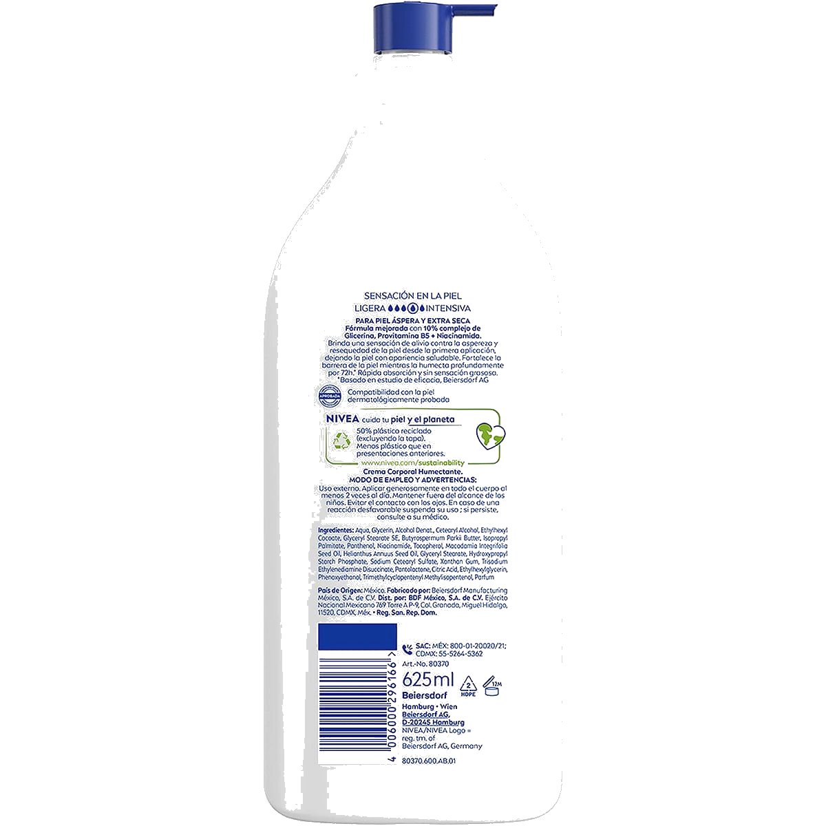 Nivea Regeneración Intensiva 10% Glicerina + Provitamina B5 + Niacinamida De 625 ml
