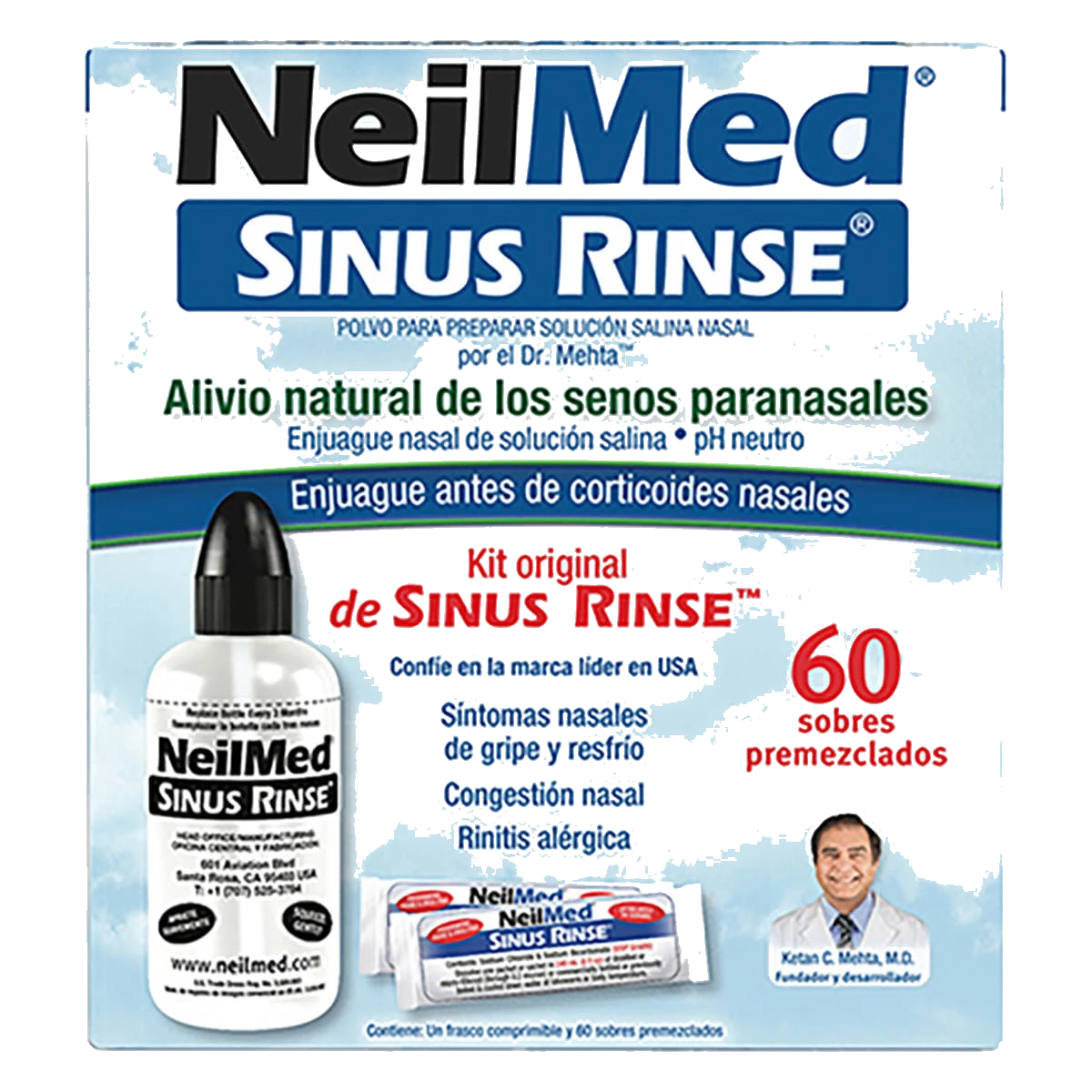 Sinus Rinse Neil Med Kit Con 60 Sobres Premezclados