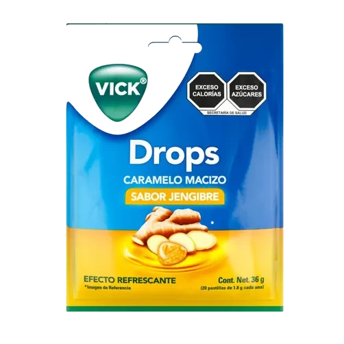 Pastillas De Caramelo Vick Drops  Sabor Jengibre 20 Piezas
