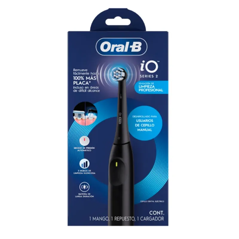 Oral-B iO2 Cepillo Dental Eléctrico Contiene 1 Mango + 1 Repuesto Cabezal + 1 Cargador