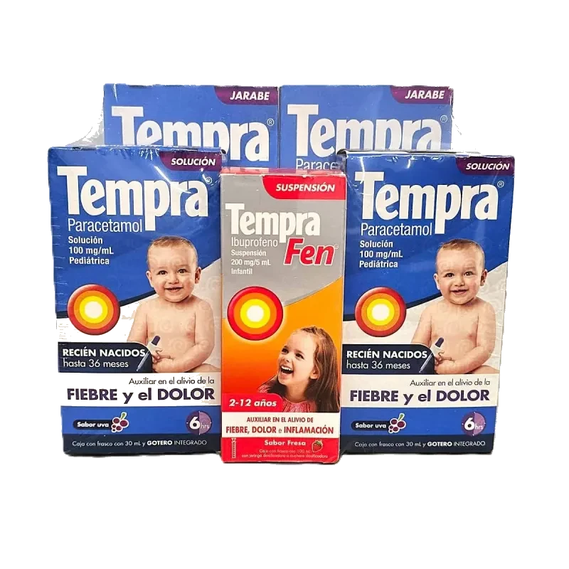 Tempra 5 Pack 2 Goteros +2 Jarabes +1Tempra Fen
