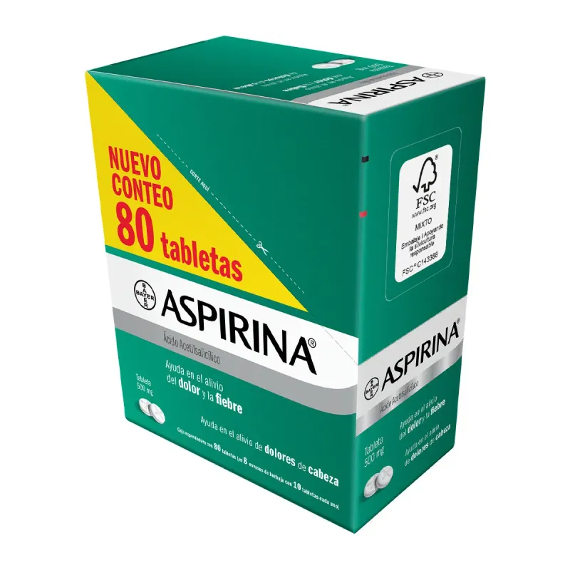 ASPIRINA 500 MG EXP 80 TABS      N