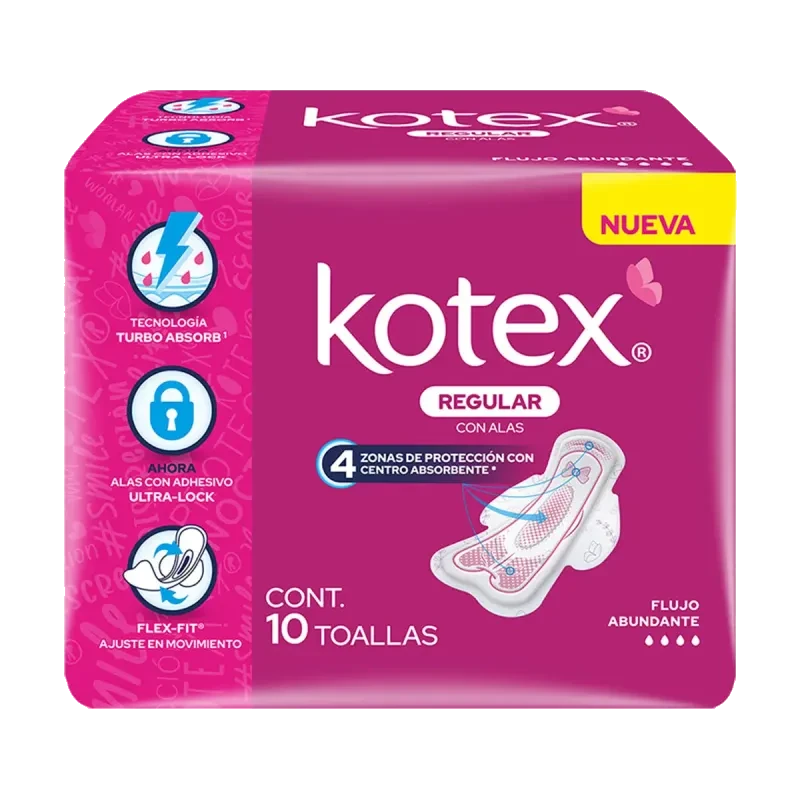 TOALLAS SANITARIAS KOTEX DELGADA C/ALAS C/10 *KCL*