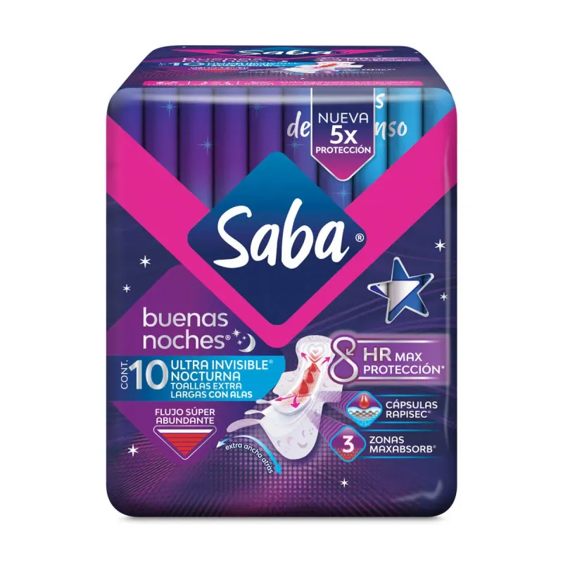 SABA ULTRA INVISIBLE CON ALAS NOCTURNA ULTRADELGADA