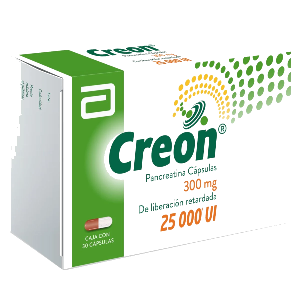 Creon Abbott Pancreatina 300 mg / 25 000 UI De Liberación Retardada Caja Con 30 Cápsulas