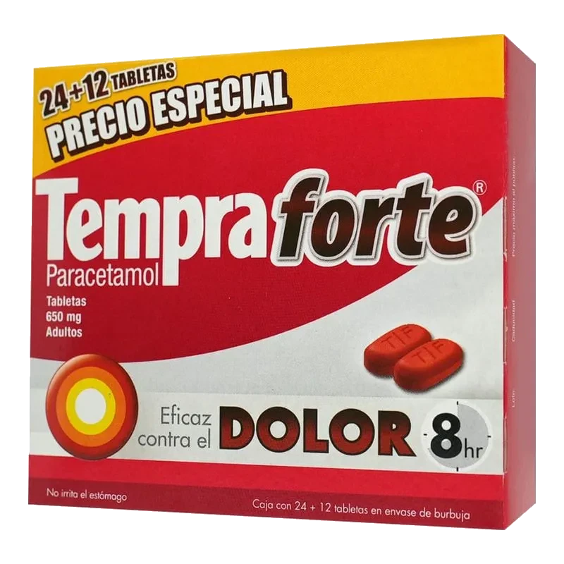 TEMPRA FORTE 650MG 24+12 TAB