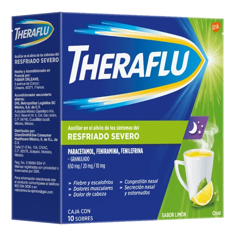 CADP 08-2027 THERAFLU EX VERDE 650/20/10MG SOBRES C/10 *HAL*