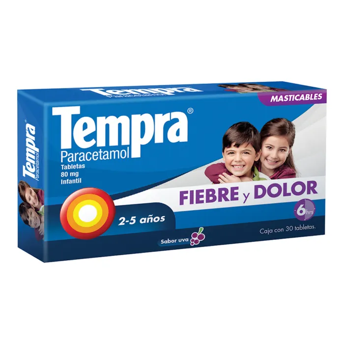 TEMPRA 80MG TAB MAST C/30 *REC* SABOR UVA
