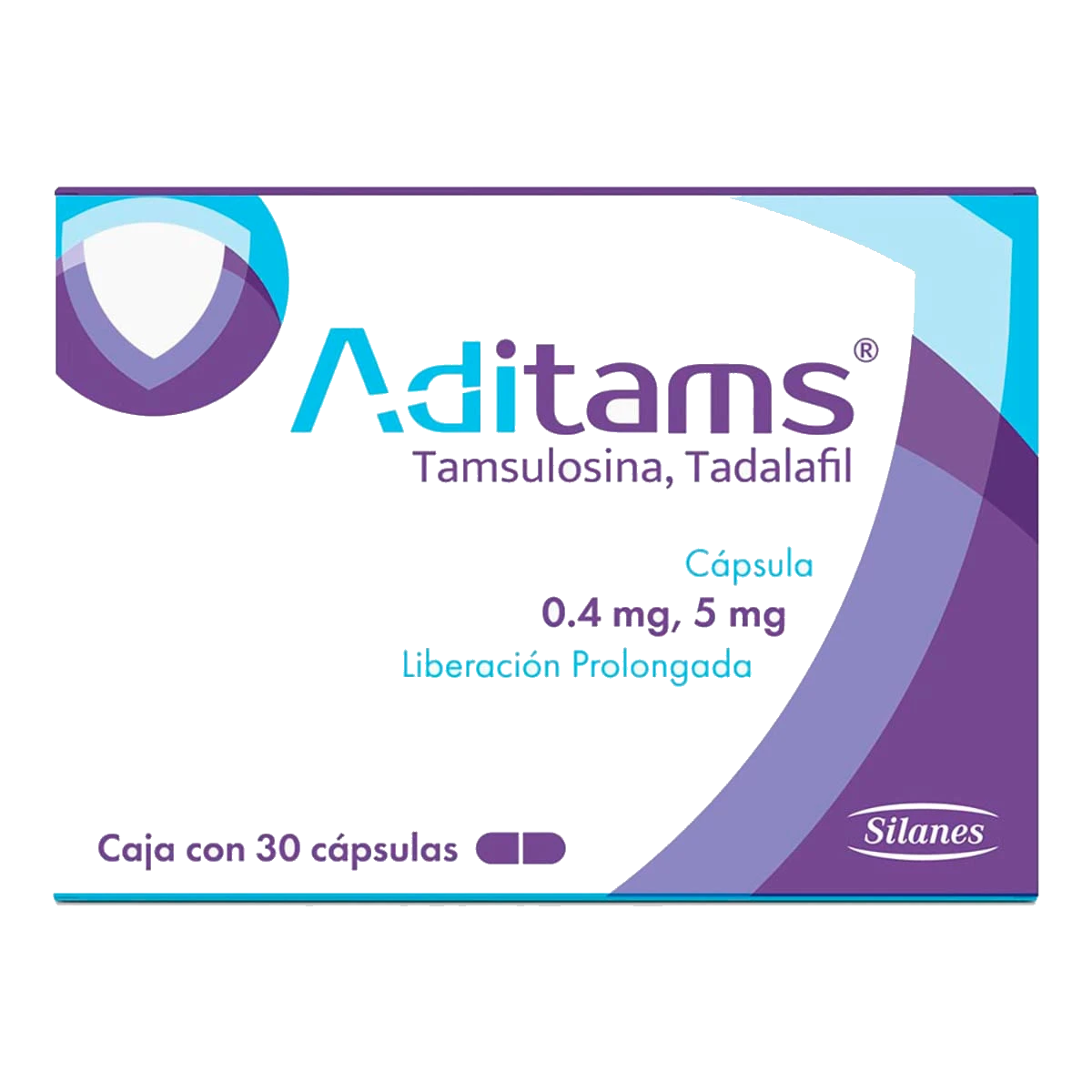 Aditams Silanes Tamsulosina/ Tadalafil 0.4/5 mg Caja Con 30 Cápsulas