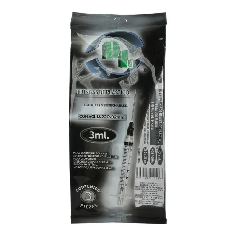 JERINGA NEGRA 3 JERS 22X32MM/3 ML
