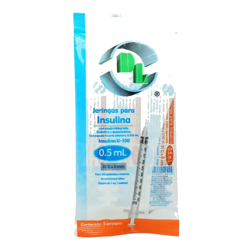 JERINGA INSULINA 0.5ML(31X8MM) BOLSA C/5 *DEN*