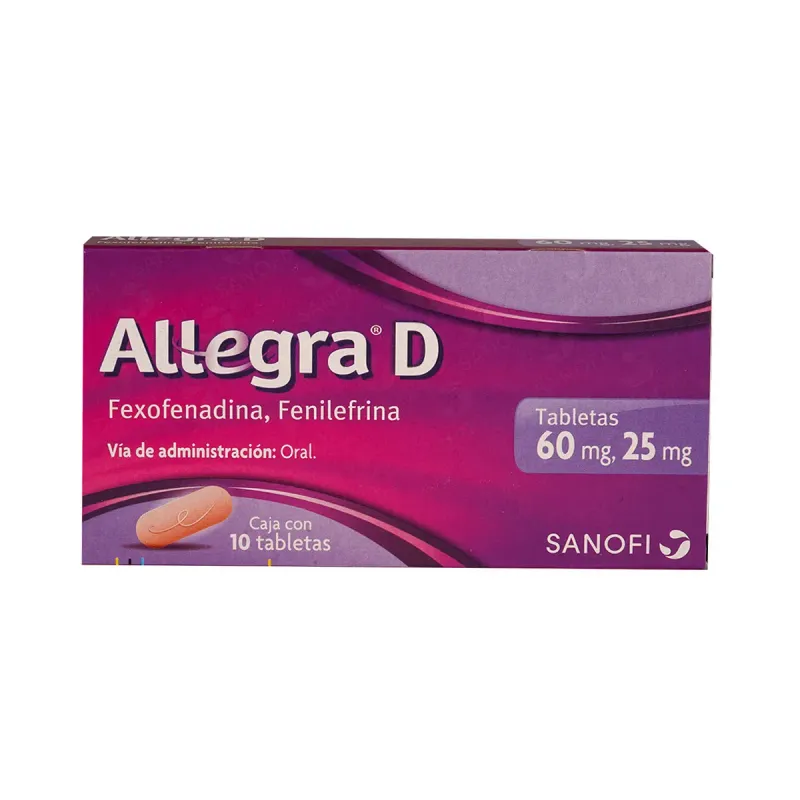 Allegra  D.  Tratamiento Para La Alergia Y Congestión Nasal Antihistamínico, 10 Tabletas