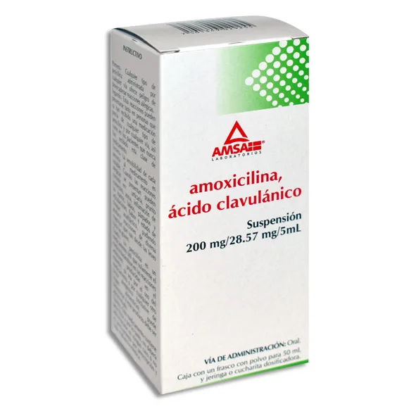 AMOXICILINA , ACIDO CLAVULANICO 200/28.57MG AMSA