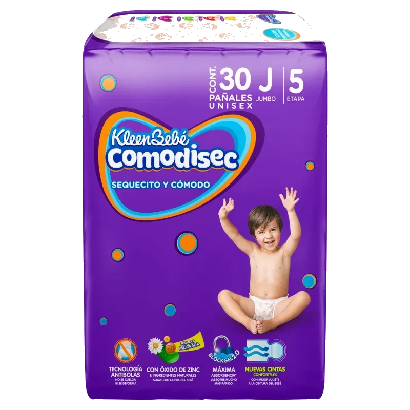 Pañal Kleen Bebé Comodisec Jumbo Etapa 5 30 Piezas