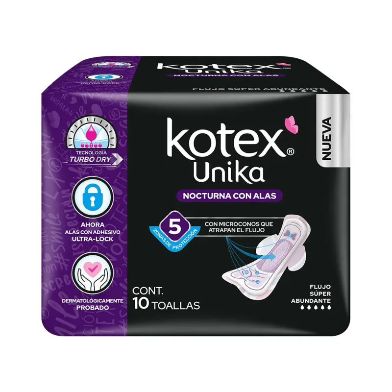 TOALLAS SANITARIAS KOTEX UNIKA NOCTURNA C/10 *KCL*