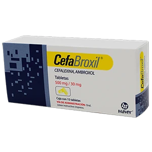 Cefabroxil Cefalexina/Ambroxol 500/30 mg 15 Tabletas Genérico Maver