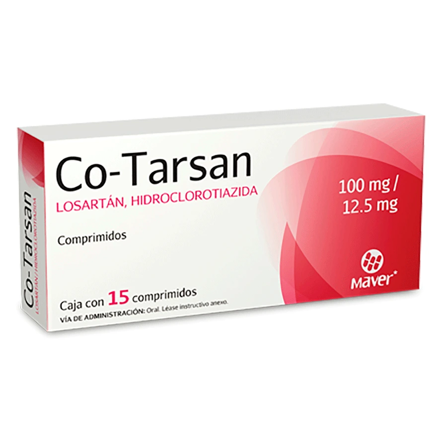 Co-Tarsan Losartan/ Hidroclorotiazida 100mg / 12.5 mg  Caja Con 15 Comprimidos