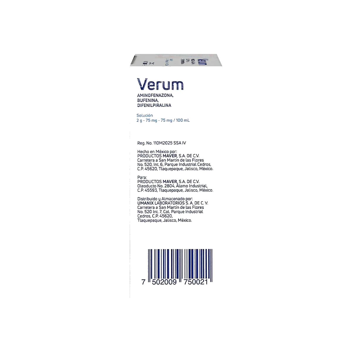 Verum Caja Con Frasco Gotero 25 ml Gotas 2g/ 75 mg/ 75mg