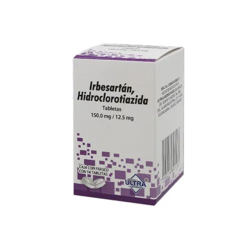 Irbesartán/Hidroclorotiazida 150/12.5 Mg 14 Tabletas Genérico Ultra Lab