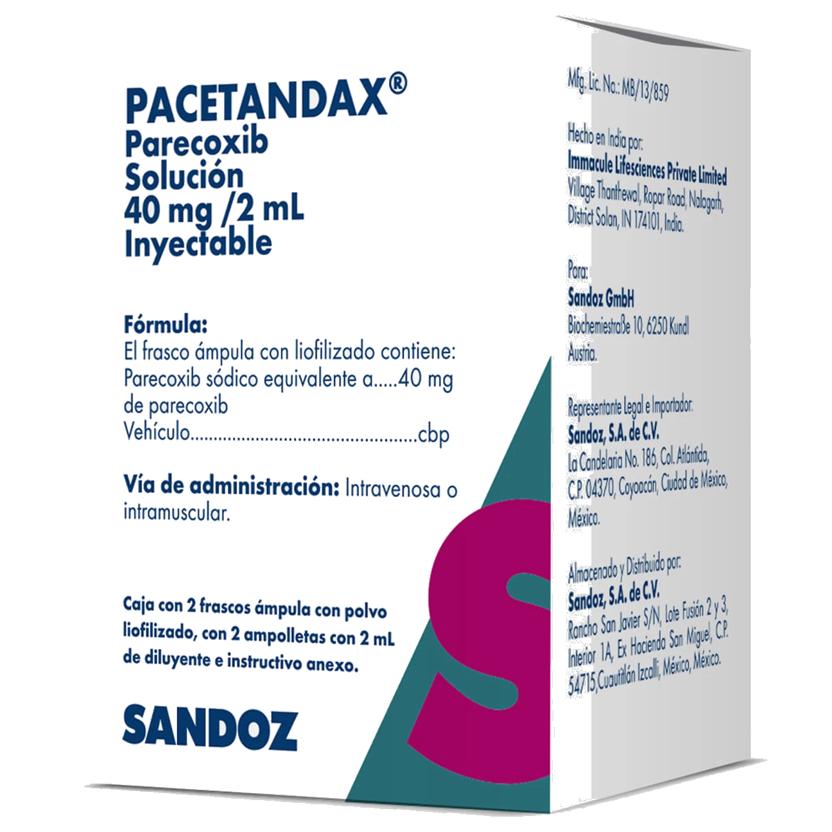 PACETANDAX PARECOXIB SOLUCION 40MG / 2 ML INYECTABLE