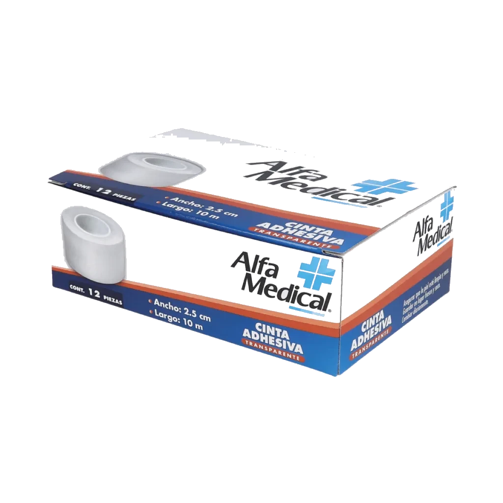 CINTA ADHESIVA TRANSPARENTE ALFA MEDICAL 2.5CMX10M