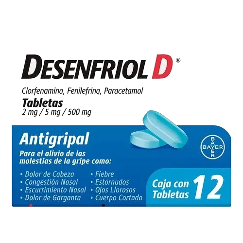 DESENFRIOL D 12 TAB 2/5/500 MG