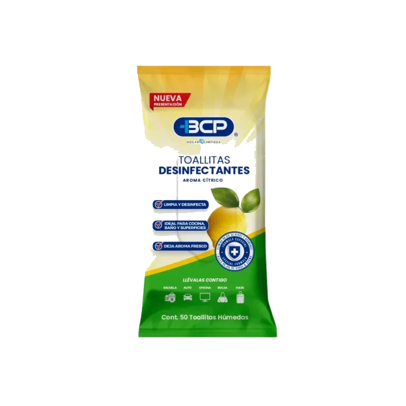 Bcp Desinfectantes Aroma Cítrico Bolsa Con  50 Toallitas Humedas
