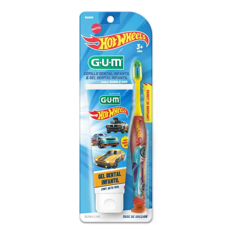 Kit Infantil Hot Wheels Gum Pasta Sabor Bubble Y Cepillo Infantil