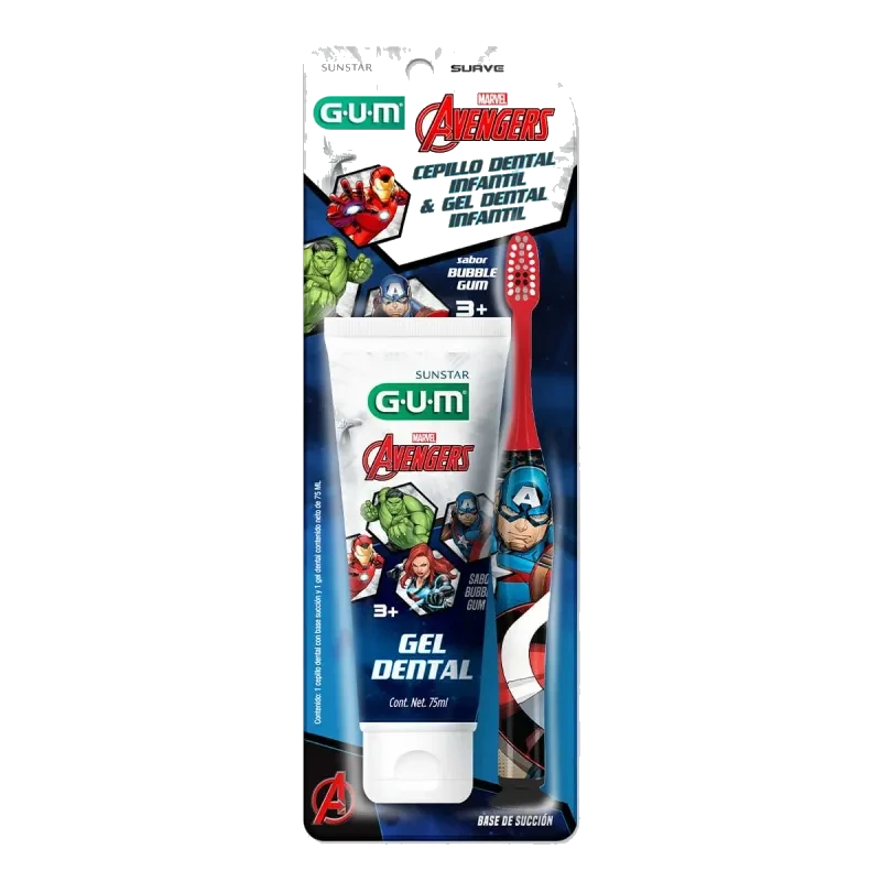 Kit Infantil Avengers  Gum PastaSabor Bubble Y Cepillo Infantil