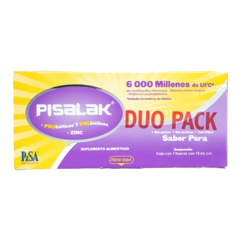 Duopack Pisalak Caja Con 7 Frascos Con 10 ml 6000 Mill Ufc 1+1 Cortesia