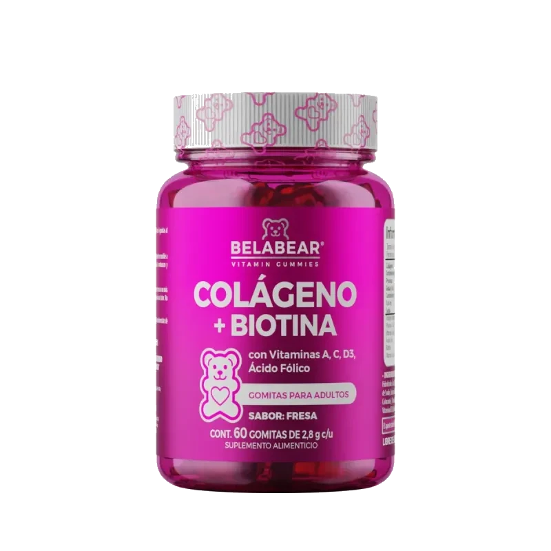 Colágeno +Biotina Belabear  Frasco Con Suplemento  Alimenticio Sabor Fresa De 168g