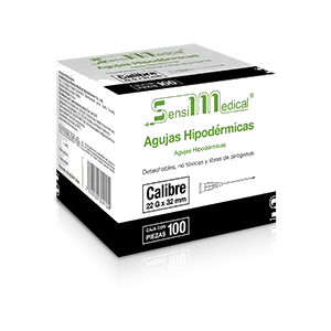 AGUJA HIPODERMICA(NEGRO)22GX32MM 100PZS