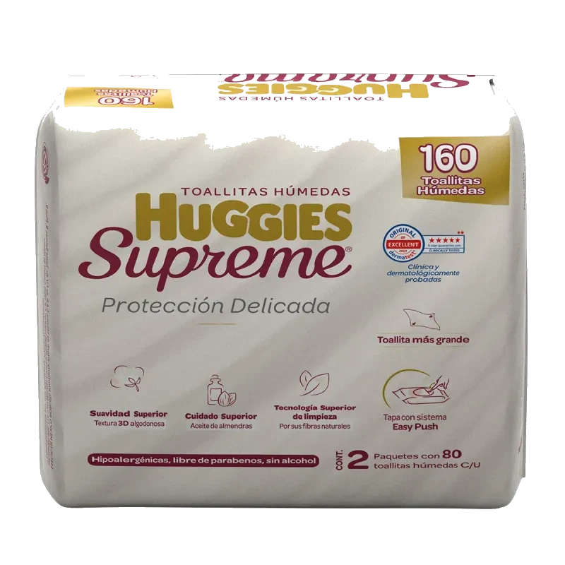 Toallas Húmedas Huggies Supreme 2 Pack 80 Piezas