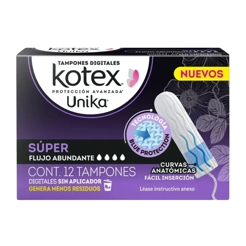 TAMPONES KOTEX UNIKA C/12 *KCL* FLUJO ABUNDANTE