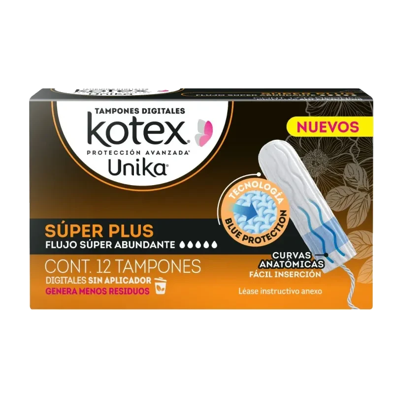 TAMPONES KOTEX UNIKA C/12 *KCL* FLUJO SUPER ABUNDANTE