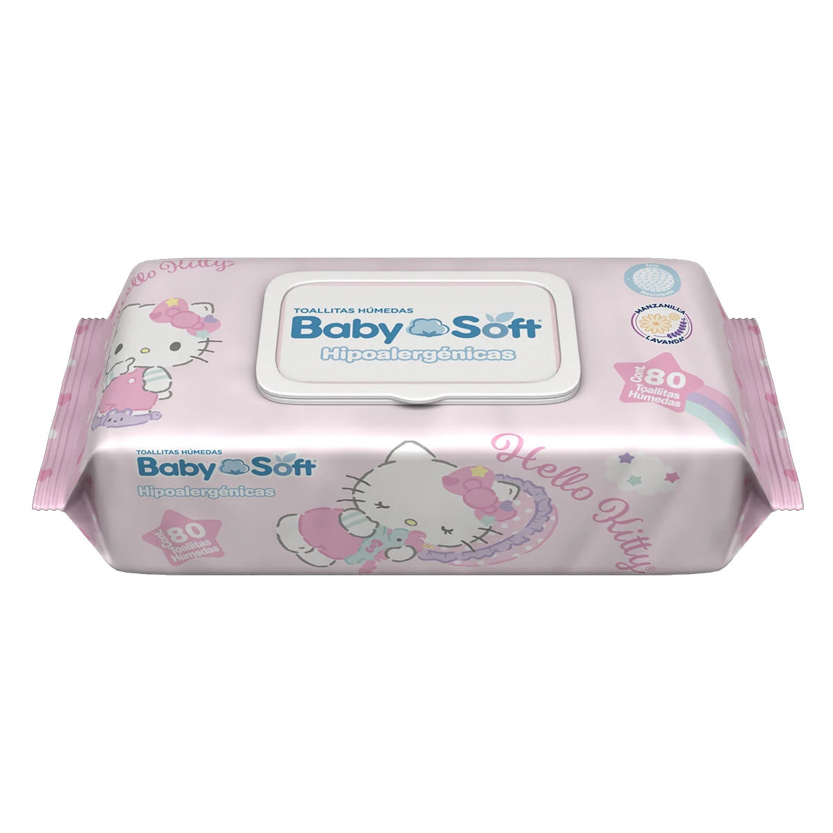 TOALLITAS HUMEDAS BABY SOFT KITTY MANZANLLA/LAVANDA C/80 *KCL*