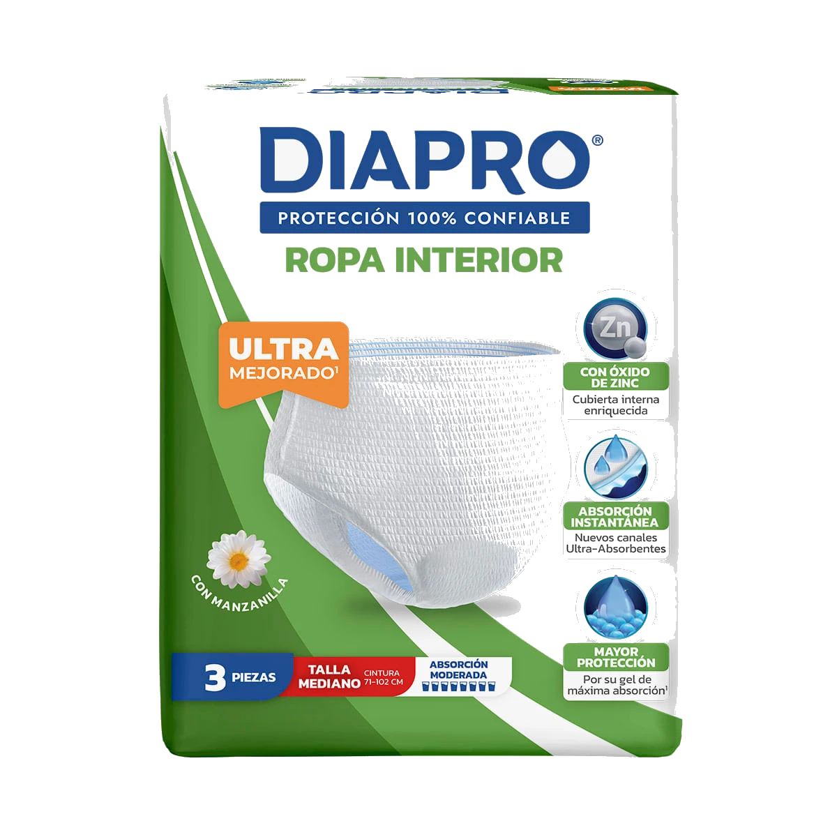 Pañal Diapro Ropa Interior Talla Mediano 3 Piezas
