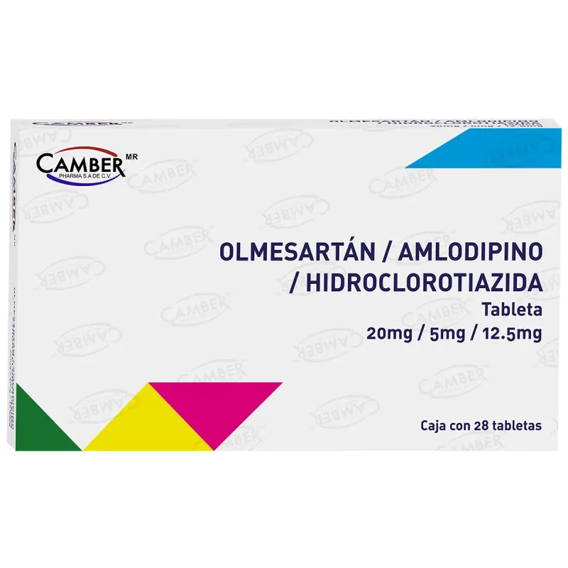 OLMESARTAN/ AMLODIPINO/ HIDROCLOROTIAZIDA 20/5/12.5MG CAMBER
