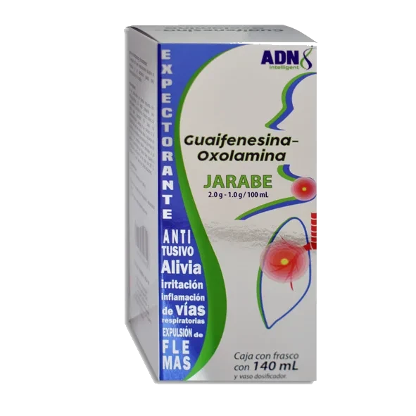 Guaifenesina/Oxolamina ADN 2.0 g/1.0 g Jarabe Frasco Con 140 ml Genérico