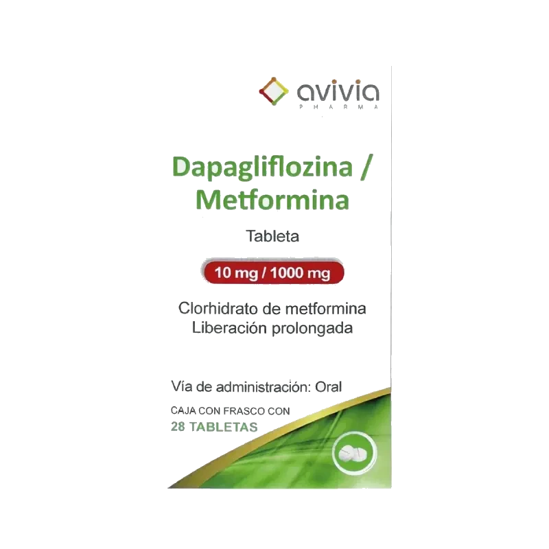 Avivia Dapagliflozina/Metformina Caja Con Frasco Con 28 Tabletas De  10/1000 mg