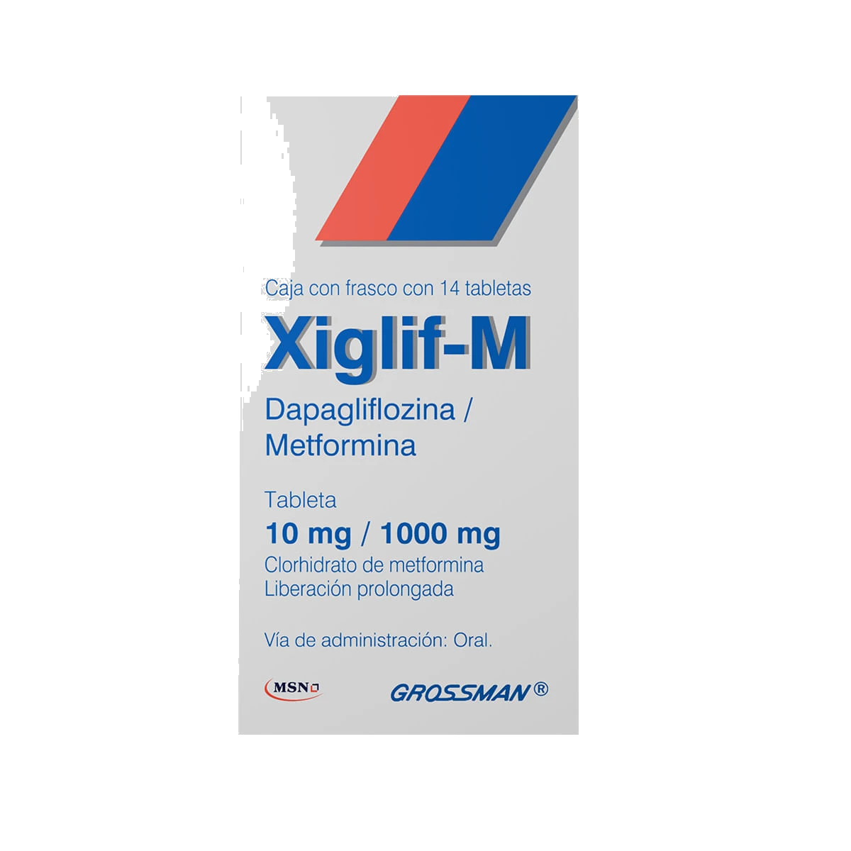 Xiglif-M Grossman Dapa/Metfo Caja Con Frasco De 14 Tabletas De 10mg/1g