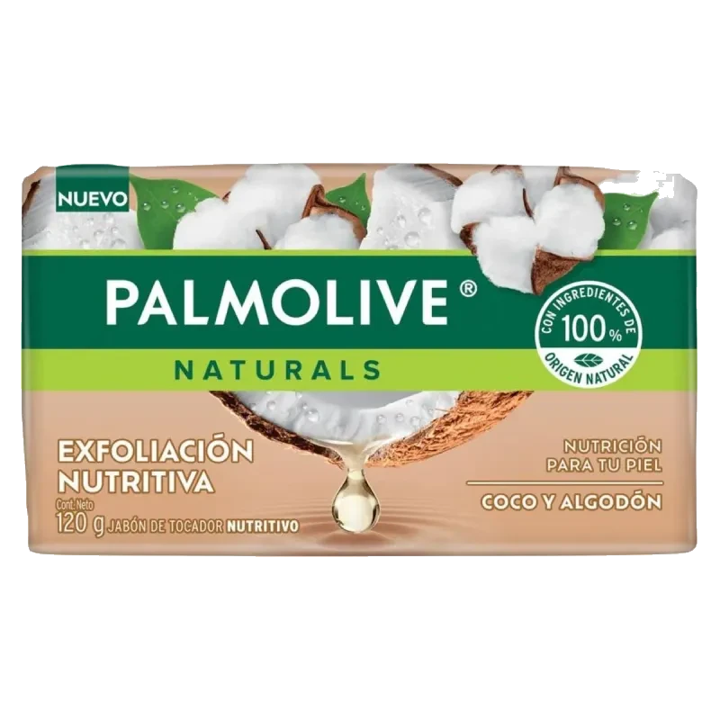Jabón Palmolive Naturals Sensacion Exfoliante Coco Y Algodón De120 g