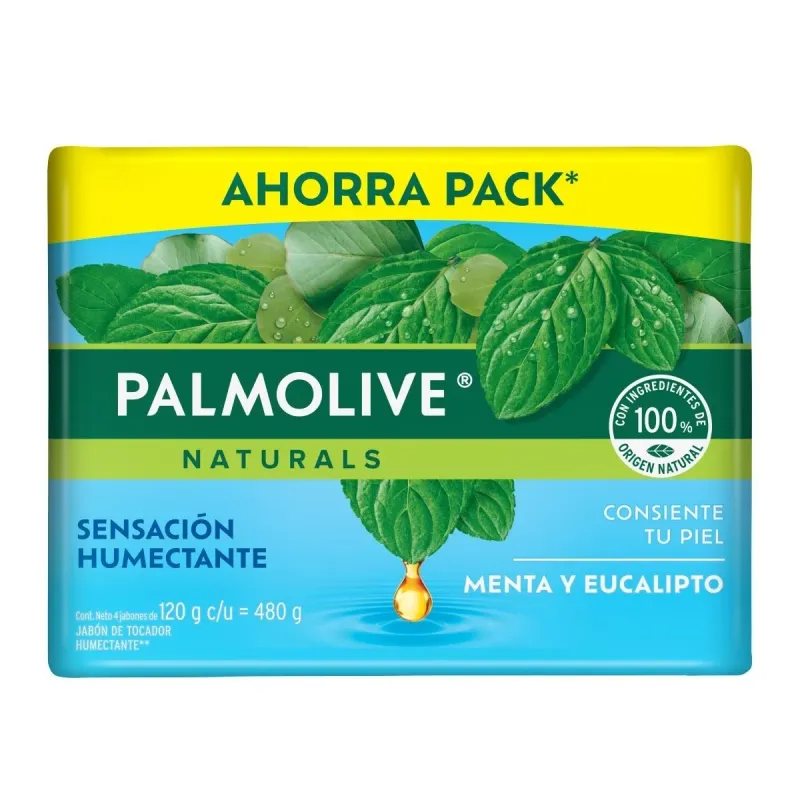 Jabon Palmolive  Menta y Ecualipto En Barra Con 4 Piezas De 120 g