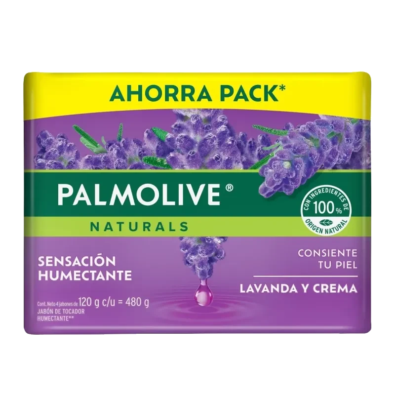 Jabon Palmolive  Lavanda y Crema En Barra Con 4 Piezas De 120 g