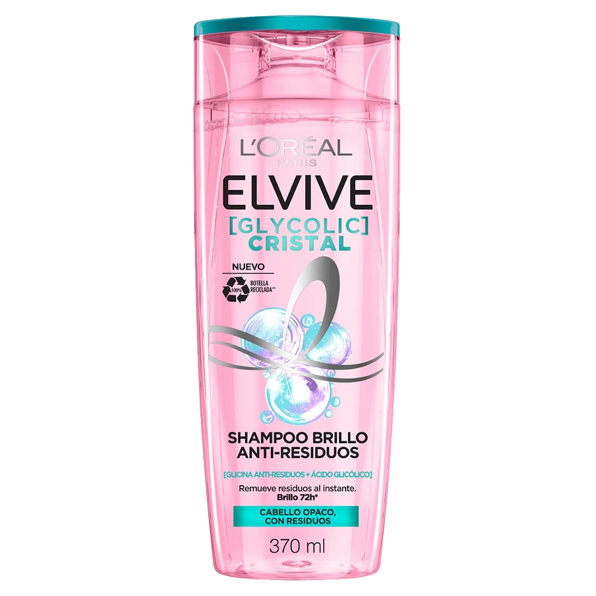 Elvive Glycolic Crystal Loreal Envase Con Shampoo Brillo Anti-Residuos De 370ml